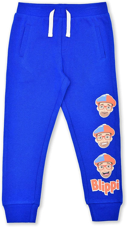 Blippi Boy's 2 Pack Jogger Sweatpant with Drawstring and Elastic Waistband for Toddlers and Big Kid - Blue/Navy