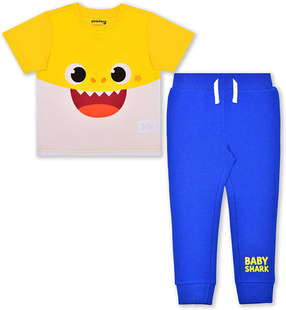 Baby Shark Nickelodeon 2 Piece T-Shirt and Jogger Sweatpants For Boy Infant, Toddler and Little Kids - Blue/Yellow