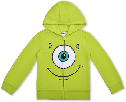 Disney Monsters Inc Boys Mike and Sully T-Shirt, Zip Up Hoodie and Jogger Pants Set for Toddler and Little Kids