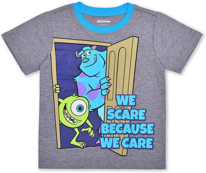 Disney Monsters Inc Boys Mike and Sully T-Shirt, Zip Up Hoodie and Jogger Pants Set for Toddler and Little Kids