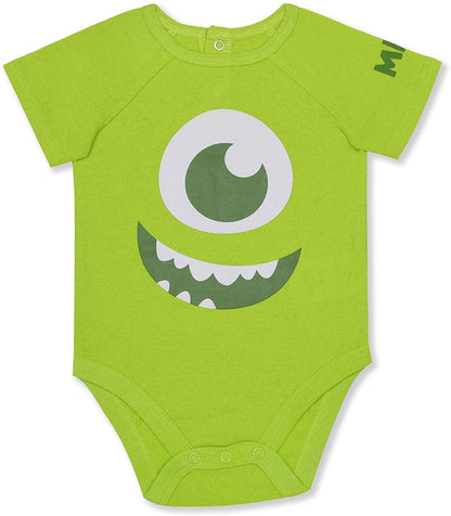 Disney Monsters Inc Boys’ Mike or Sully Short Sleeve Bodysuit and Jogger Pants Set for Newborn and Infant