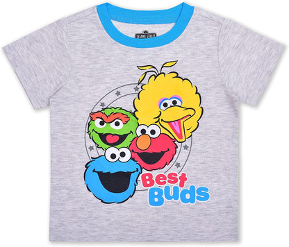 Sesame Street Boys Elmo and Cookie Monster Zip-up Hoodie, T-Shirt and Jogger Set for Infant and Toddlers