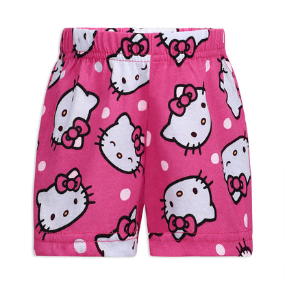 Hello Kitty Girls T-Shirt and Short Set for Infant, Toddler, Little and Big Girls - Pink