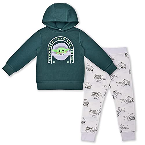 Star Wars Baby Yoda Boys Hoodie and Jogger Pants Set for Infant, Toddler and Little Kids – Grey/Green