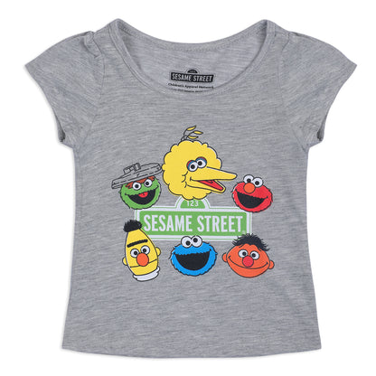 Sesame Street Girls 3 Pack T-Shirts for Infant and Toddler – Red/Pink/Grey