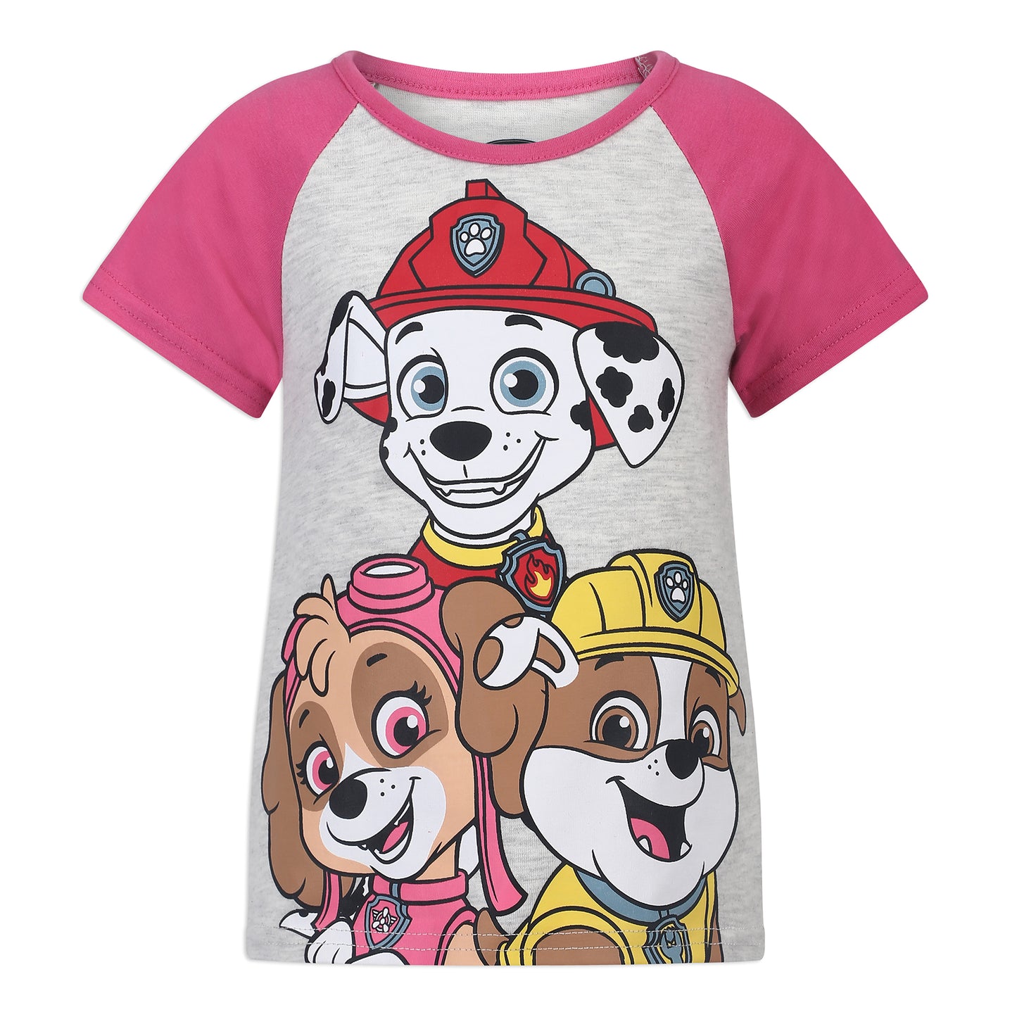 Nickelodeon Paw Patrol Girls Short Sleeve Shirt and Shorts Set for Toddler and Little Kids - Pink/Grey