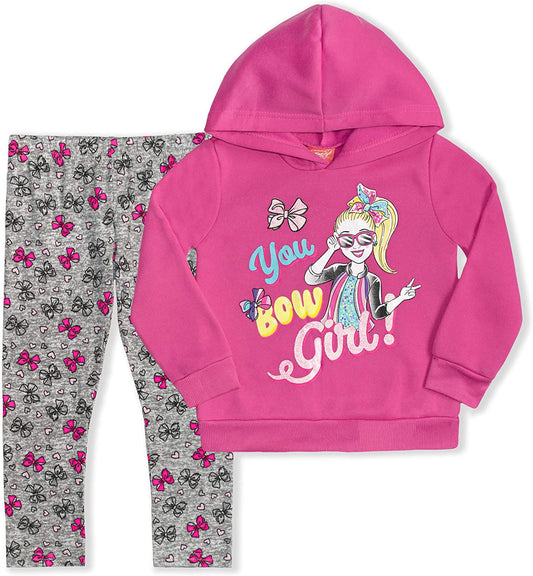 Nickelodeon Jojo Siwa Girls’ Hoodie and Legging Set for Little Kids – Pink/Grey