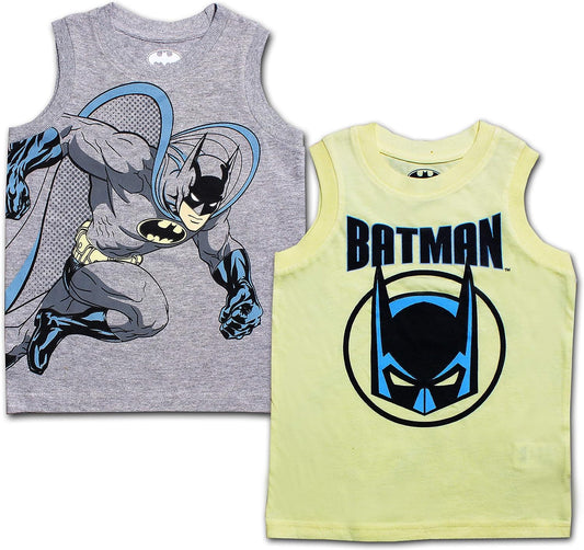 BATMAN DC Comics Boys? 2 Pack Tank Top for Toddler and Little Boys? ? Yellow/Grey