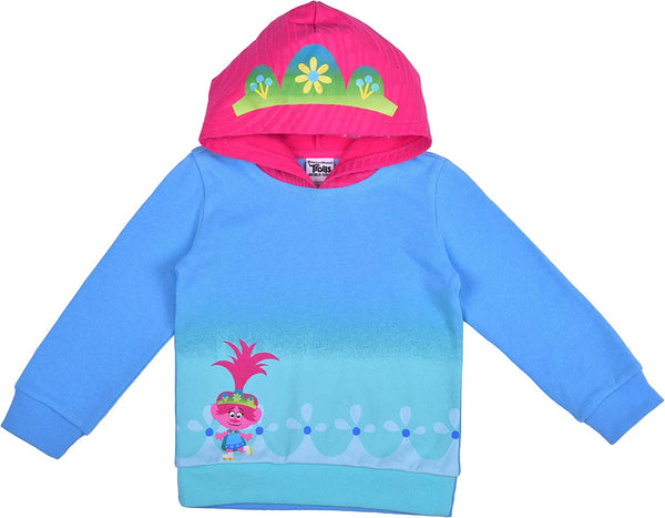 Universal Trolls World Tour Poppy Girls’ Hooded Sweatshirt for Toddler – Pink/Blue