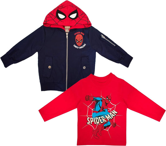 Marvel 2-Piece Boys,Toddler Spiderman Hoodie Jacket and Spiderman Shirt