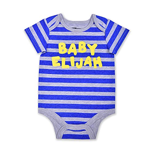 10 Threads “Baby Liam” Boys’ Short Sleeve Bodysuit for Newborn and Infant – Blue/Grey