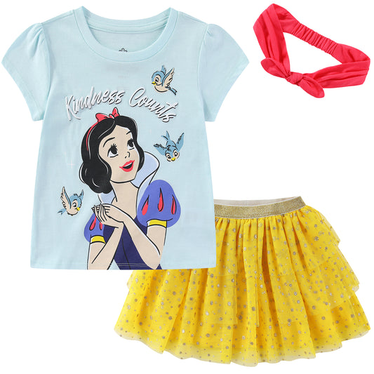Disney Snow White Girls Tutu Skirt Set with Headband