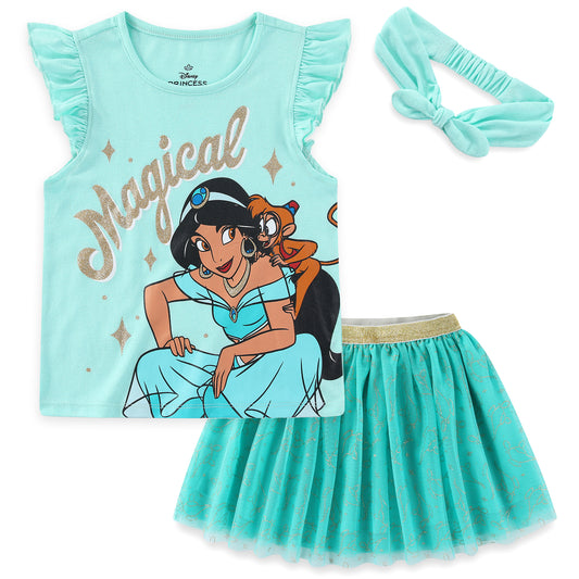 Disney Jasmine Short Sleeve Top and Tulle Skirt with Headband Set