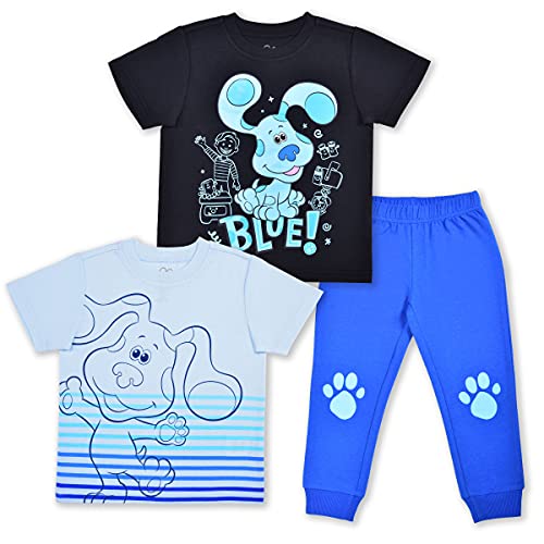 Nickelodeon Blue’s Clues & You! Boys’ T-Shirts and Jogger Set for Toddler – Blue/Black