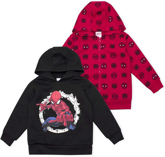 Marvel Spiderman Boys? 2 Pack Hoodie for Toddler and Little Kids ? Red/Black