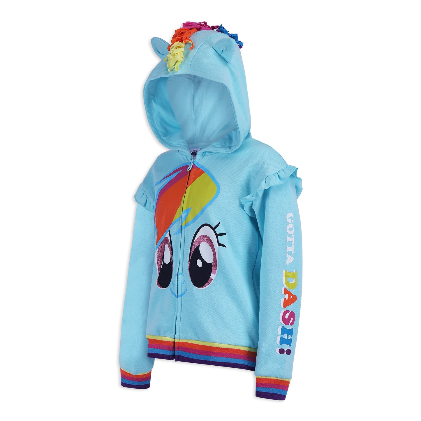 My Little Pony Girls’ Zip Up Hoodie for Toddler, Little and Big Kids – Blue/Grey