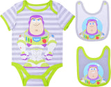 Disney Toy Story Buzz Lightyear Boys’ Short Sleeve Bodysuit and Bib Set for Newborn