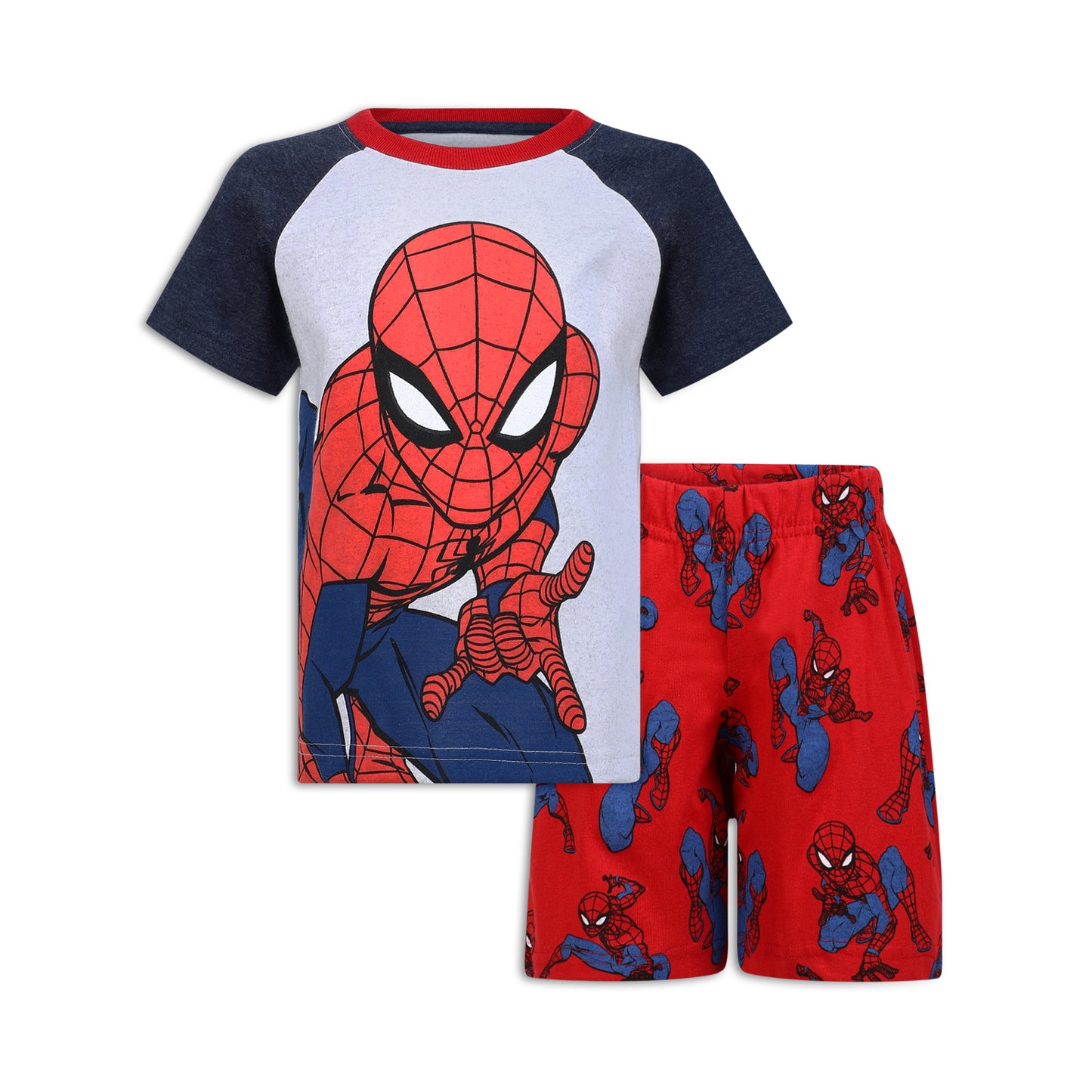 Marvel Avengers Boys T-Shirt and Short Set for Toddler and Little Kids - Blue/Grey or Red/Grey