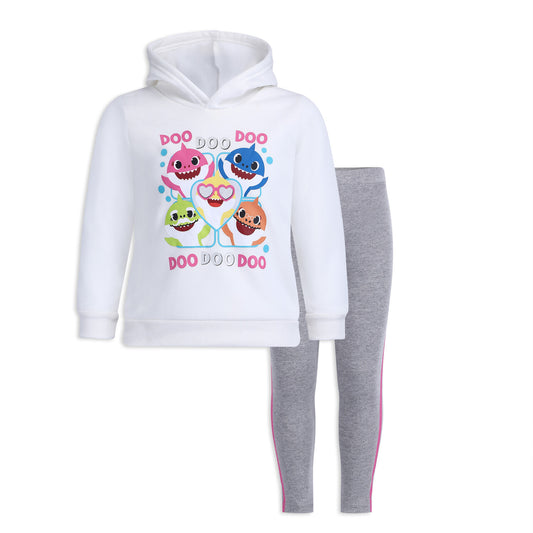 Nickelodeon Baby Shark Girls’ Hoodie and Legging Set for Infant and Toddler – White/Grey Or Pink/Grey