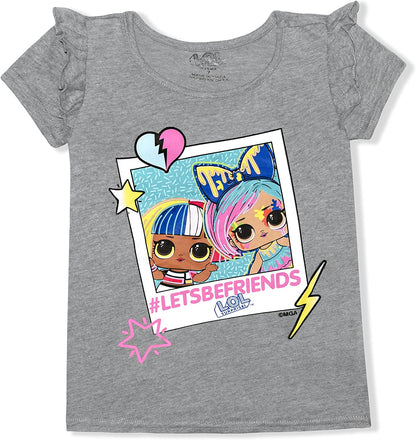 L.O.L. Surprise! Girls’ Short Sleeve T-Shirt and Leggins Set for Little Kids – Pink/Blue/Grey