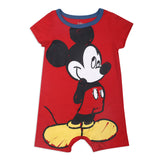 Disney Mickey Mouse Boys’ Short Sleeve Rompers 3 Pack for Newborn and Infant – Blue/Red