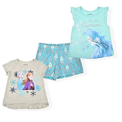 Disney Fancy Nancy Girls 3 Piece Shirts and Short Set for Infant, Toddler and Little Girls - Pink/Grey/White