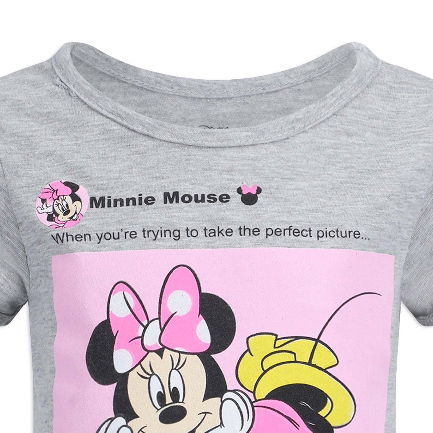 Disney Minnie Mouse Girls’ T-Shirt and Short Set for Toddler and Little Kids – Pink/Grey