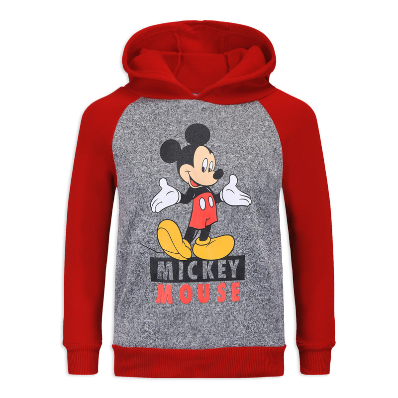 Disney Mickey Mouse Boys’ 2 Pack Hoodie for Toddler and Little Kids – Grey/Black/Red