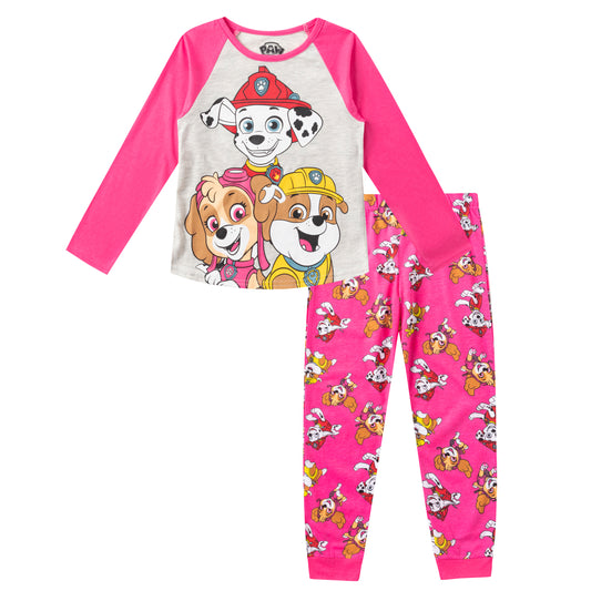 Nickelodeon Paw Patrol Girls’ Long Sleeve Shirt and Jogger Pants Set for Toddler and Little Kids – Grey/Pink