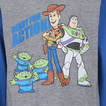 Disney Toy Story Boys’ Buzz Lightyear, Woody and Aliens Long Sleeve Shirt and Jogger for Toddler and Little Boys