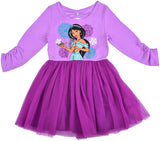 Disney Princess Jasmine Girls’ Long Sleeve Tutu Dress for Toddler and Little Kids – Purple