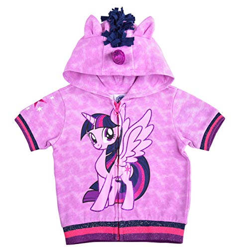 My Little Pony Twilight Sparkle Girls Short Sleeve Zip Up Hoodie for Toddler and Little Kids – Purple