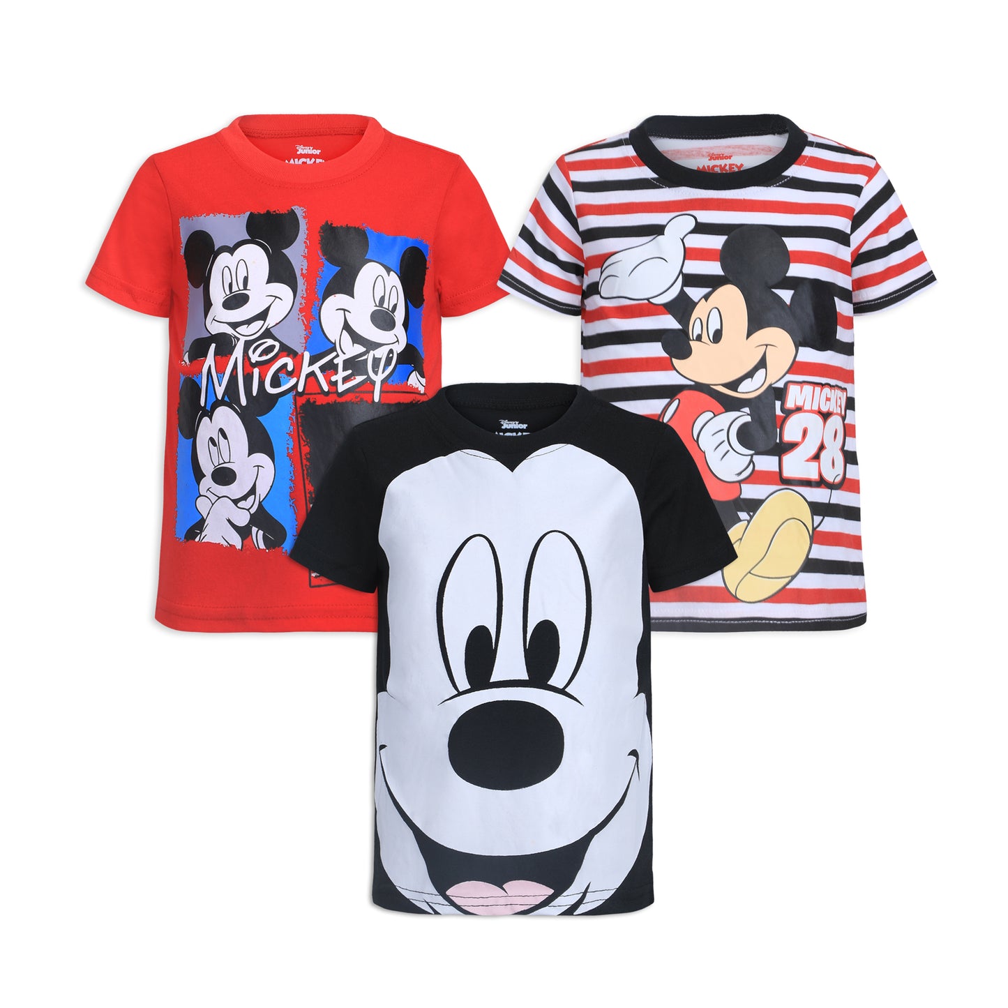 Disney Mickey Mouse Boys’ 3 Pack T-Shirts for Toddler – Red/White/Black