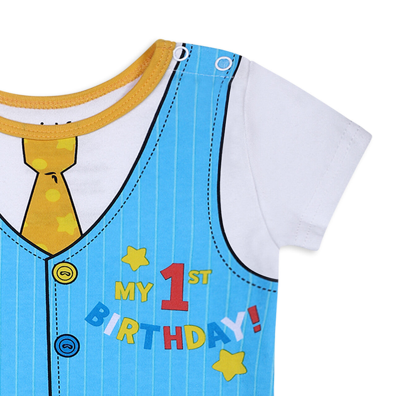 Nickelodeon Blue’s Clues or Baby Shark Boys’ 1st Birthday Short Sleeve Bodysuit for Infant – Blue/White/Yellow