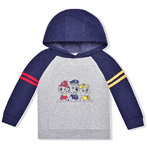 Nickelodeon Paw Patrol Boys Chase, Marshall and Rubble Hoodie for Toddler and Little Kids – Grey/Navy