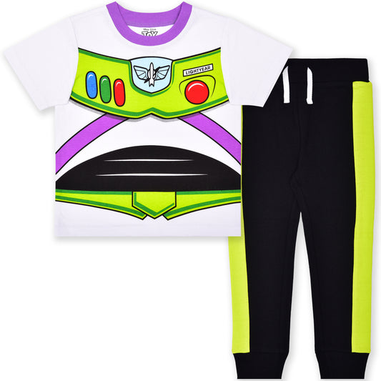 Disney Toy Story Woody and Buzz Lightyear Boys’ Costume T-Shirt and Joggers Set for Toddler and Little Kids