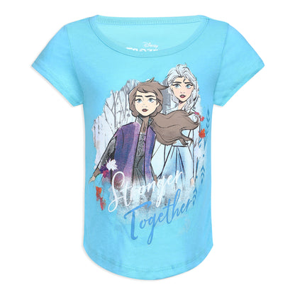 Disney Frozen Elsa & Anna Girls’ 3 Pack T-Shirt for Toddler, Little and Big Kids