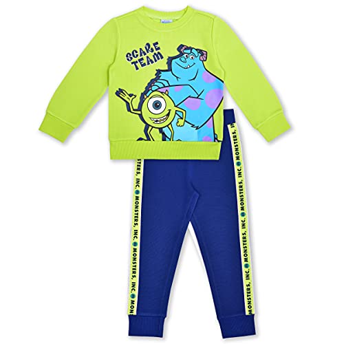 Disney Monsters Inc. Sully and Mike Boys’ Long Sleeve Shirt and Jogger Set for Toddler and Little Kids – Blue/Green