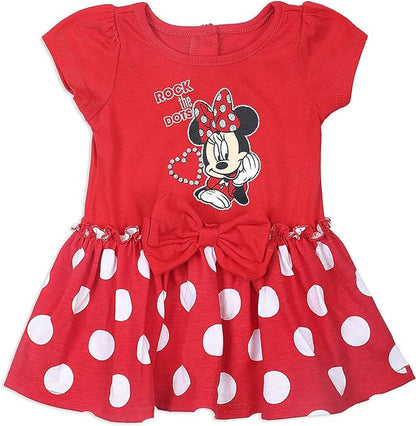 Disney Minnie Mouse Girls’ 2 Pack Dresses with a Bow for Newborn and Infant –  Red