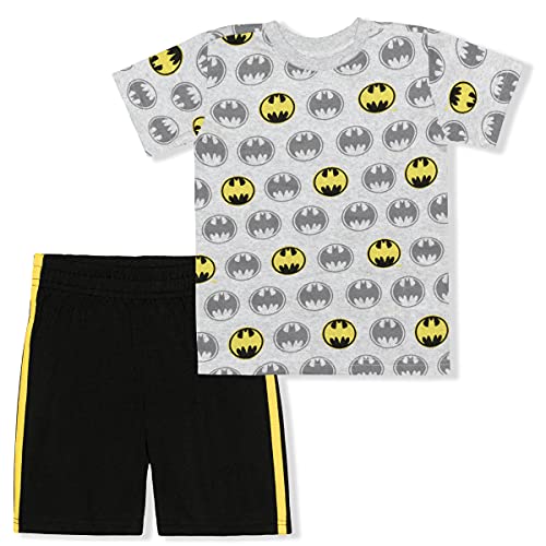 DC Comics Batman Boys T-Shirt and Short Set for Toddlers and Little Kids – Black/Grey