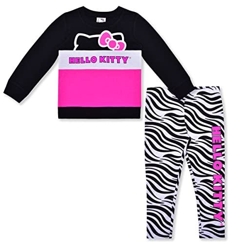 Hello Kitty Girls 2 Piece Sweatshirt and Legging Set for Toddler, Little and Big Girls - Pink/White/Black