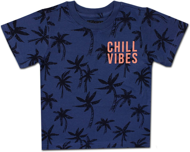 10 Threads Boy's Chill Vibes Short Sleeve Summer Tee Shirt, Blue