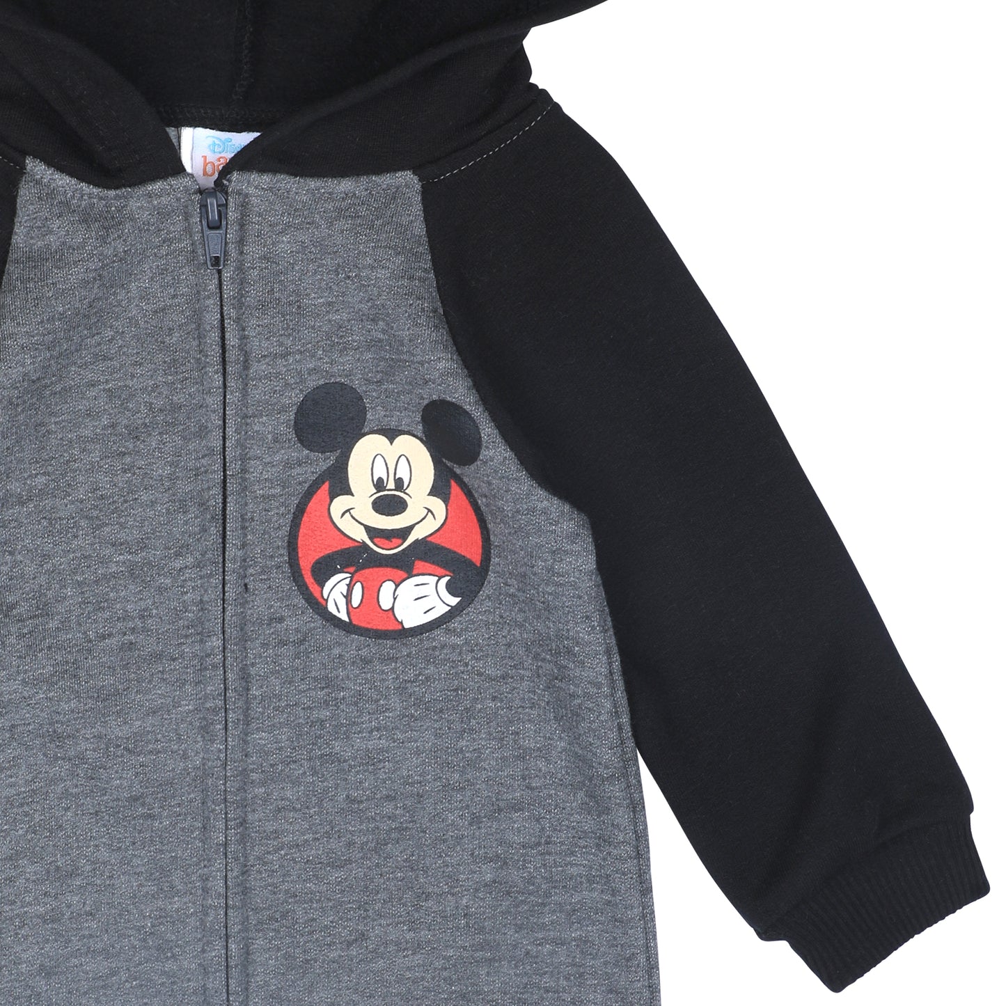 Disney Baby Boy Mickey Mouse Coverall Romper Creeper with Hood and 3D Mouse Ears