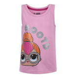 L.O.L. Surprise! Dolls Girls 3 Pack Tank Tops for Little and Big Kids – Pink/Black