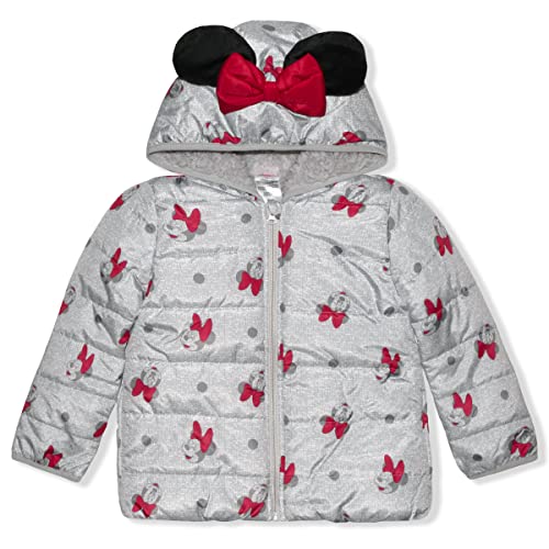 Disney Minnie Mouse Puffy Winter Coats for Girls and Toddlers with 3D Ears, White