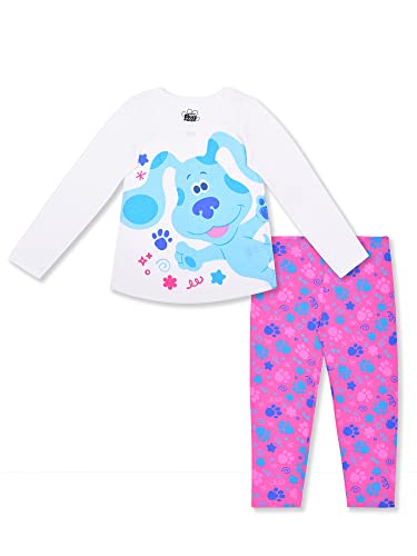 Nickelodeon Blue’s Clues Girls’ Long Sleeve Shirt and Leggings Set for Toddler – Pink/White