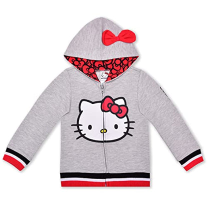 Hello Kitty Girls’ Zip Up Hoodie for Infant, Toddler, Little and Big Kids – Grey