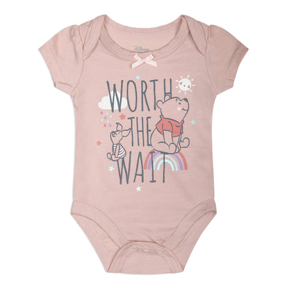 Disney Girls’ Dumbo, Princess Or Winnie The Pooh 3 Pack Bodysuit for Newborn – Pink/Grey or Pink/Green/Grey or Pink/Beige