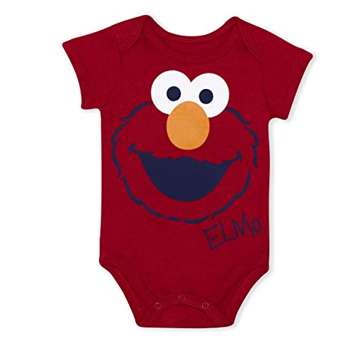 Sesame Street Elmo Boys’ Short Sleeve Bodysuit for Newborn and Infant – Red