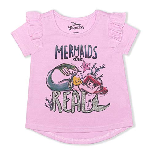 Disney Princess Little Mermaid Short Sleeve T-Shirt for Toddlers and Little Girls - Pink